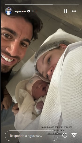 Auzmendi y Cecilia García junto a su hija recien nacida