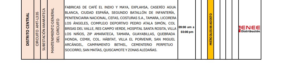 Sin luz estas zonas de Honduras