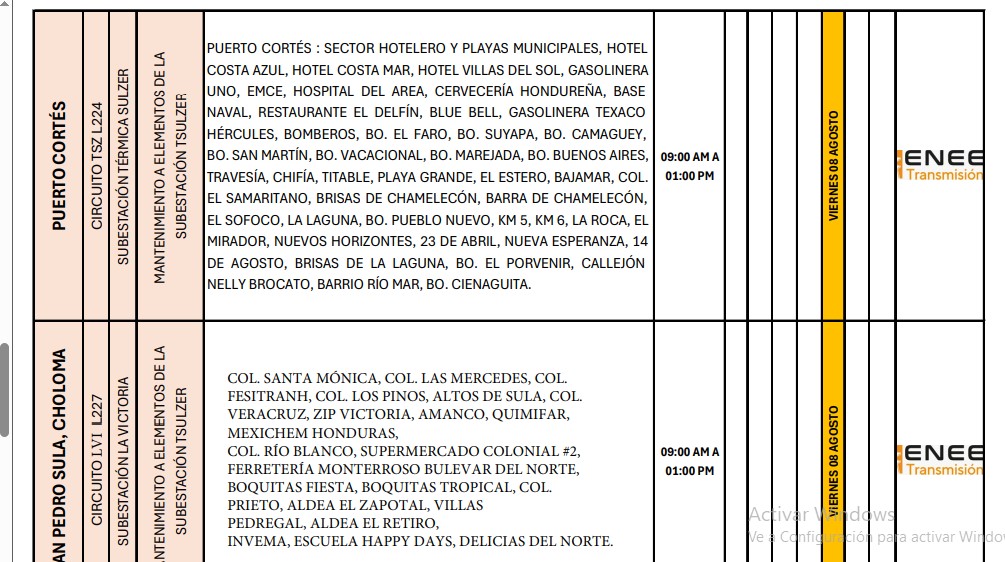 Sin luz estas zonas de Honduras 
