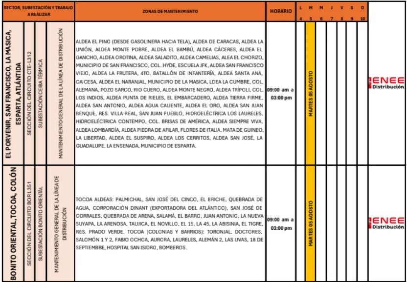Sin luz estas zonas de Honduras