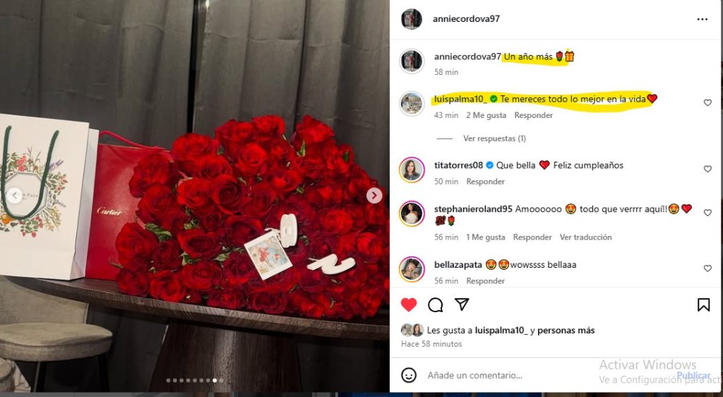 Annie Córdova celebra sus 28 años con cena romántica junto a Luis Palma