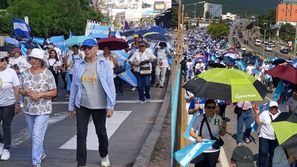 Multitudinaria caminata por la paz y la democracia une a miles en Honduras