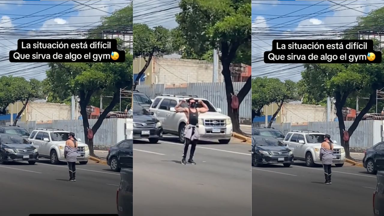 Imagen de Hondureño aprovecha el tráfico para modelar su físico y se roba las miradas