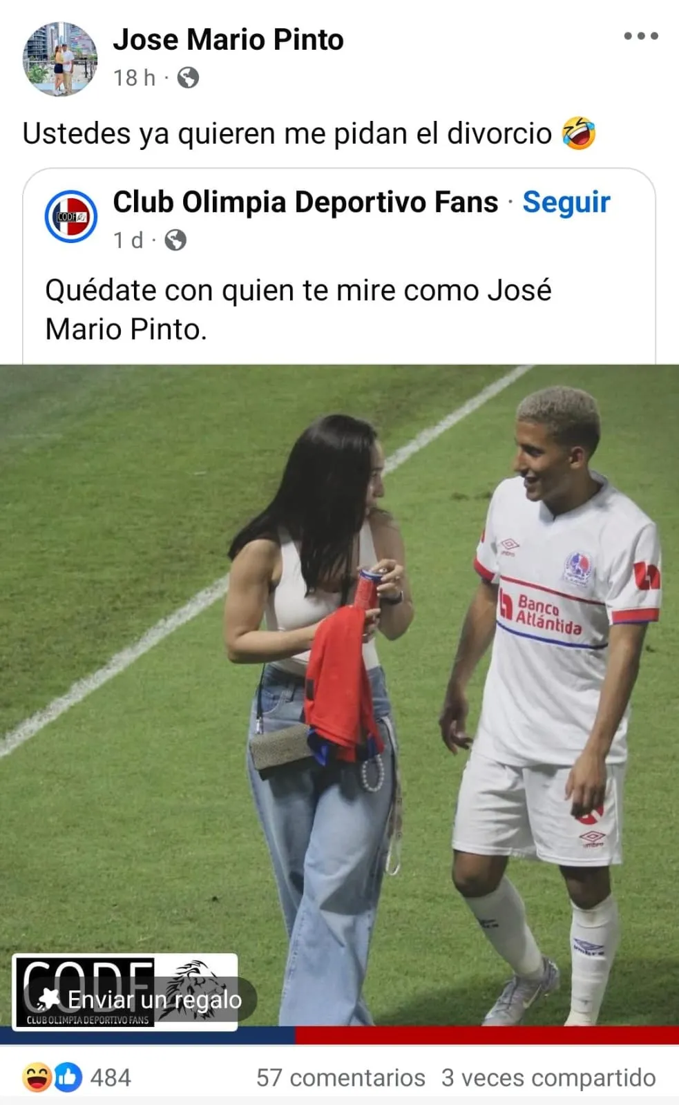 Jose Mario pinto reposteó la publicación
