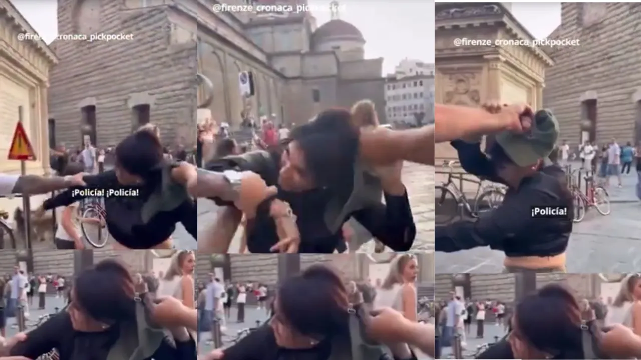 ¡Del pelo! Hombre atrapa a ladrona tras robarle la mochila a su esposa