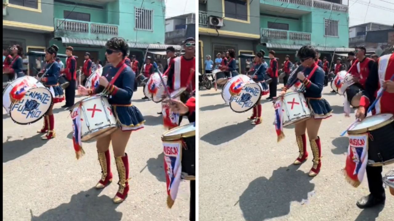 Imagen Principal de Nota: Joven palillón tocando en la banda de guerra arrasa en redes