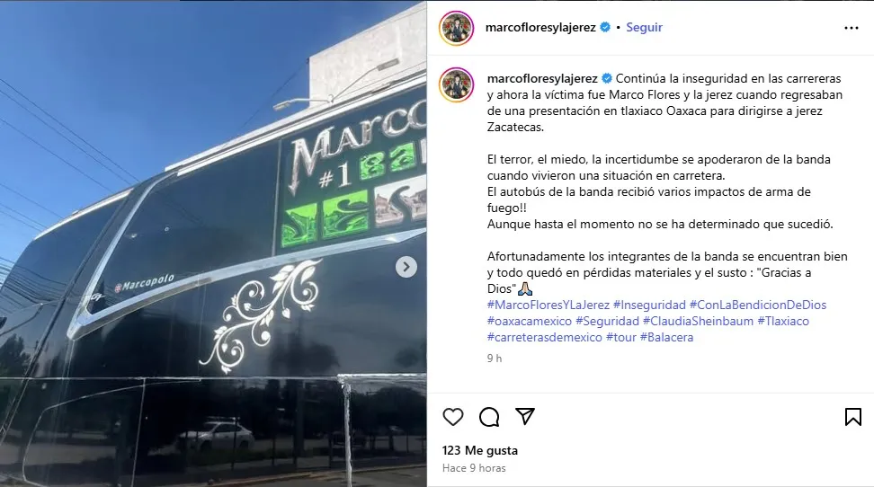 Captura cómo quedó el bus de Banda Jerez
