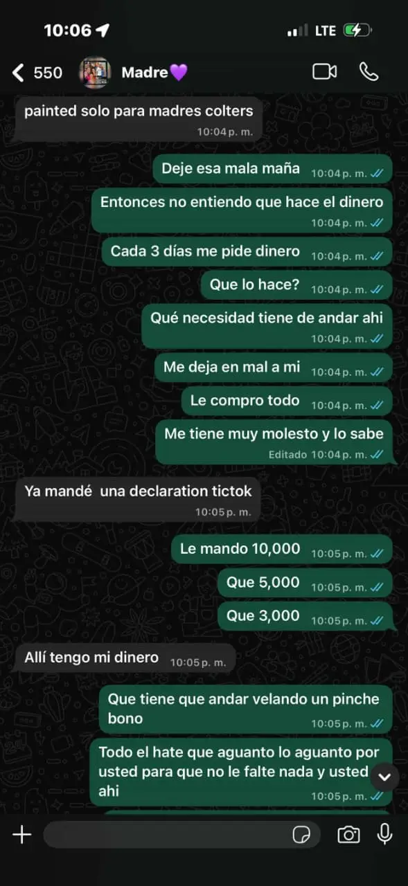 supuesta captura del chat de supremo con su mama