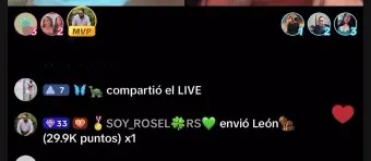 Captura de pantalla del envivo de Tiktok