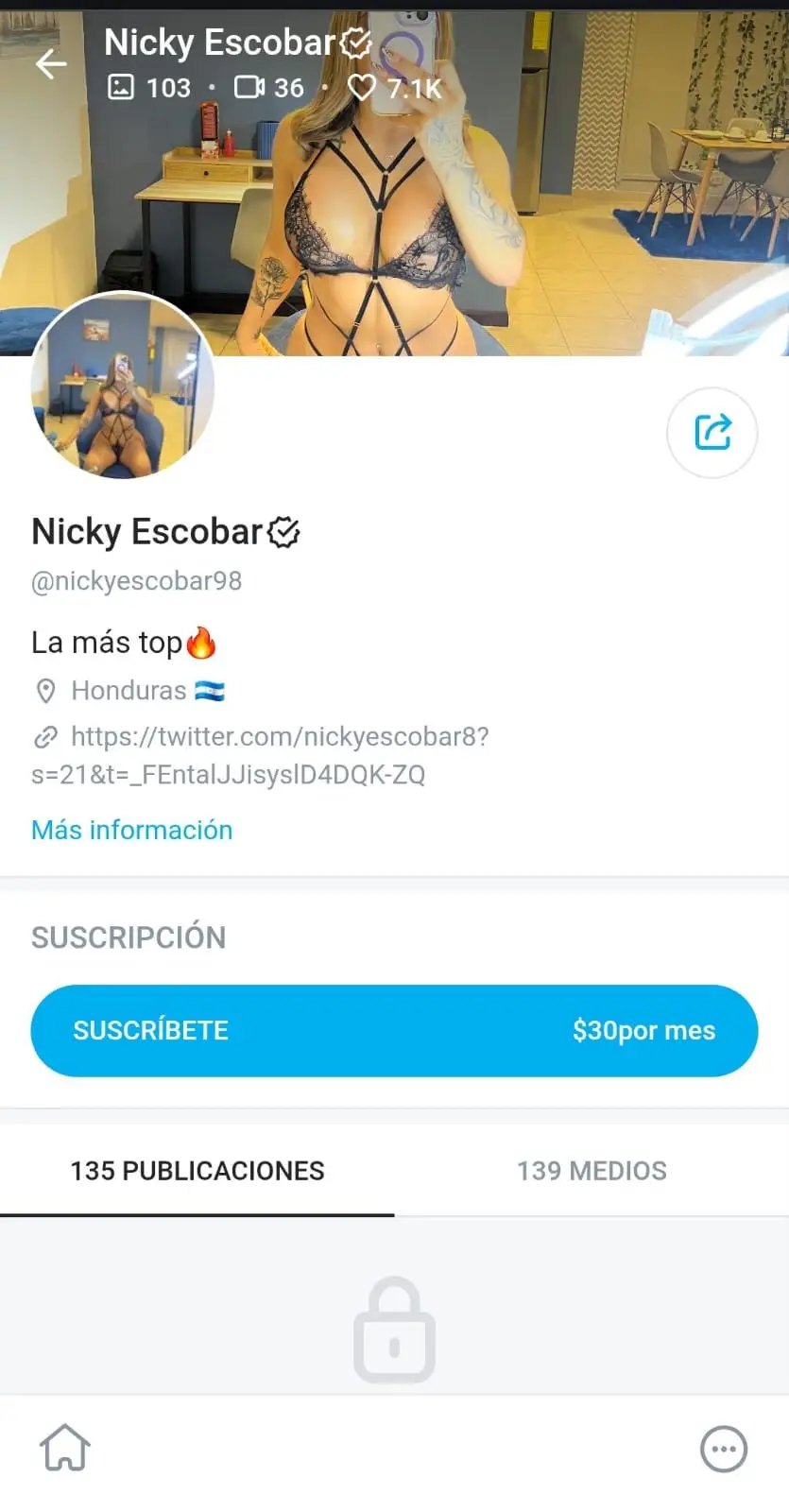 captura de la pagina azul de nicky escobar 