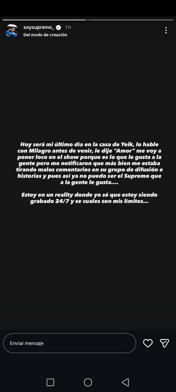 captura de historia de instagram de supremo