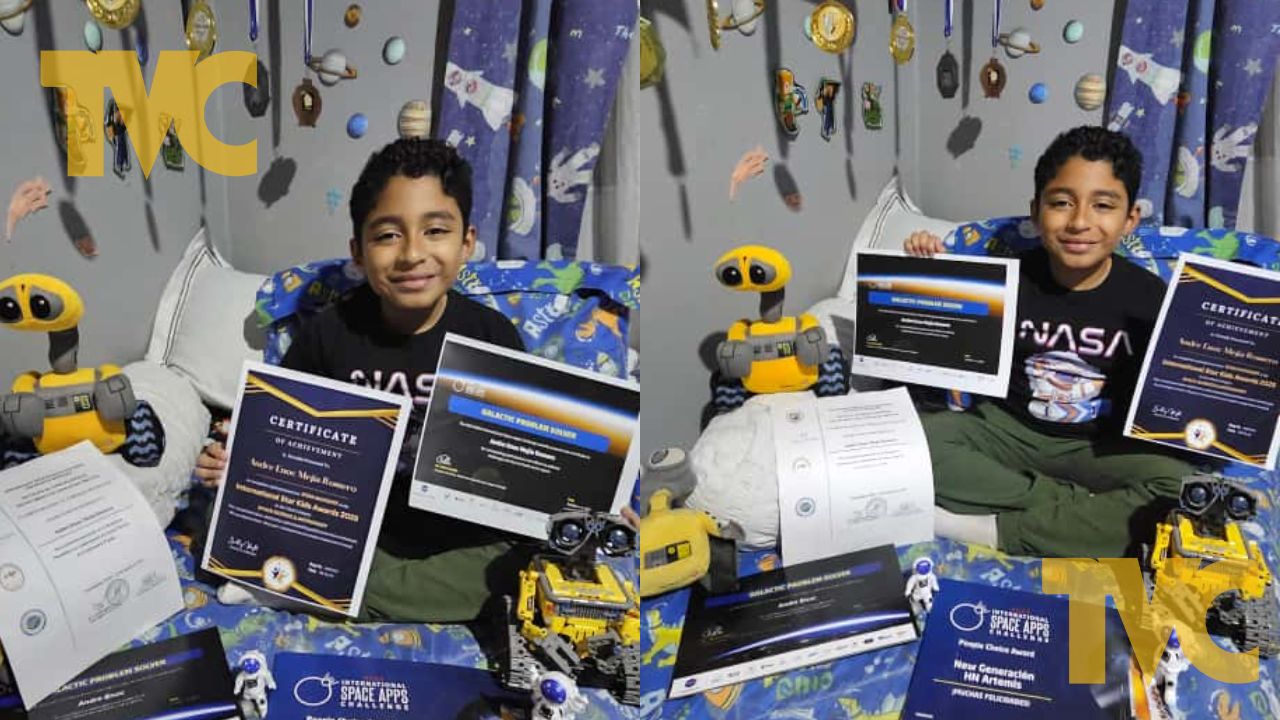 Andre Enoc Mejía, prodigio hondureño reconocido por la NASA, empezó a leer a los 3 años Imagen de Andre Enoc Mejía, prodigio hondureño reconocido por la NASA, empezó a leer a los 3 años