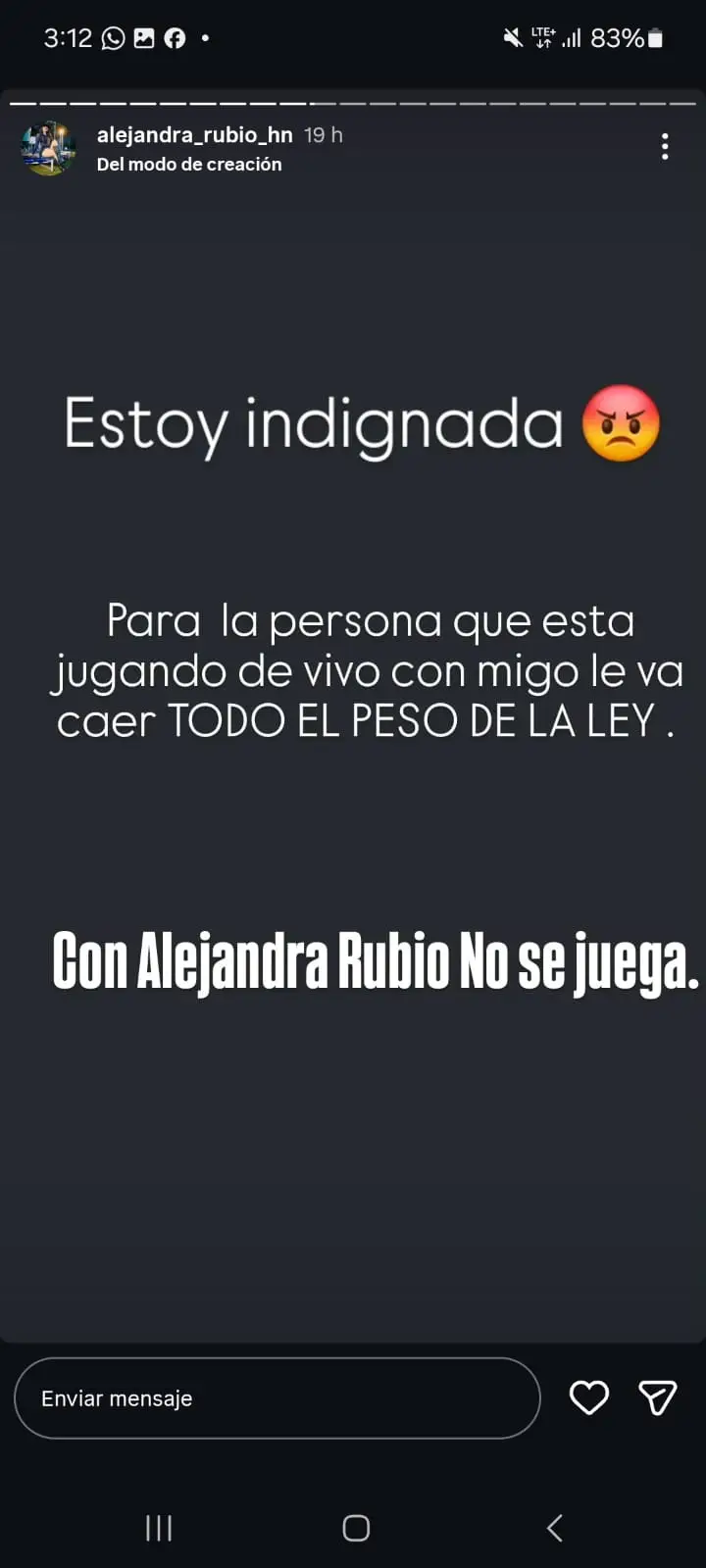 historia de Instagram de Alejandra Rubio 