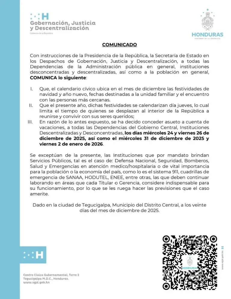 Comunicado del gobierno 