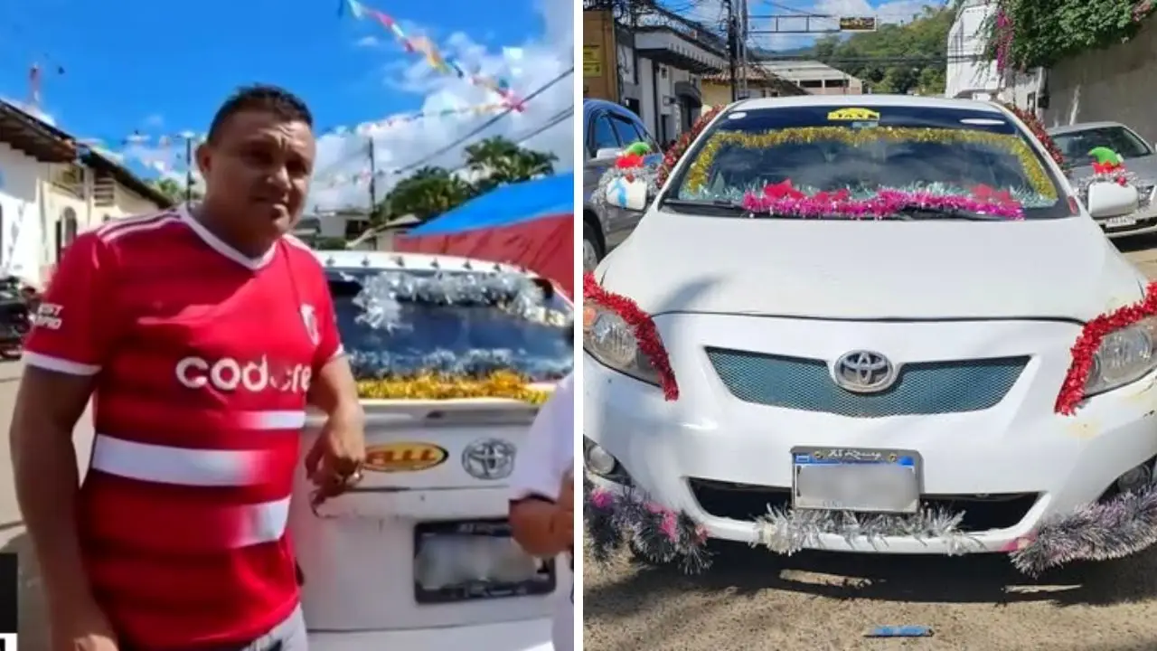 Taxista causa furor por su carro decorado de Navidad en Danlí Imagen de Taxista causa furor por su carro decorado de Navidad en Danlí
