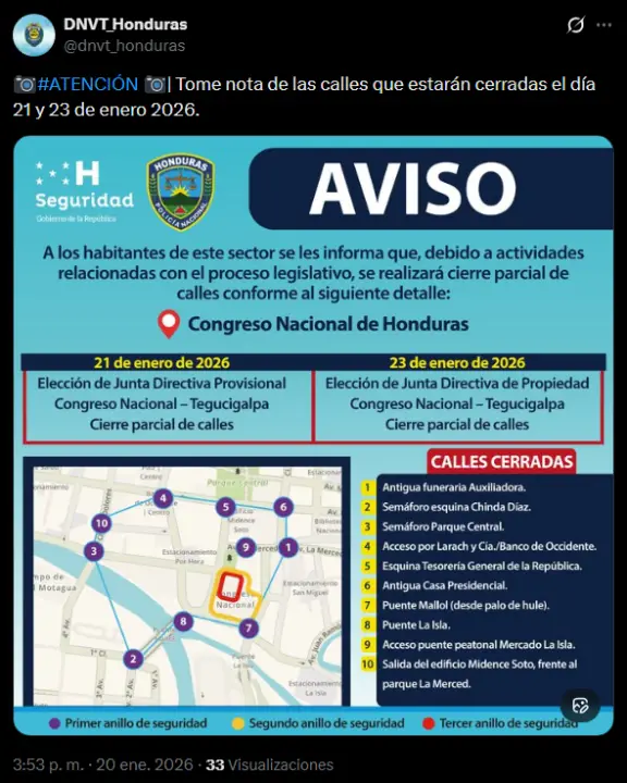 Calles Cerradas en Tegucigalpa