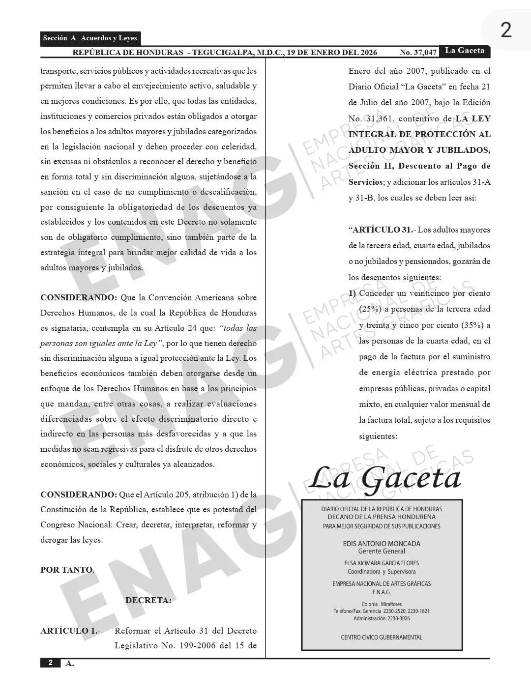 comunicado la Gaceta