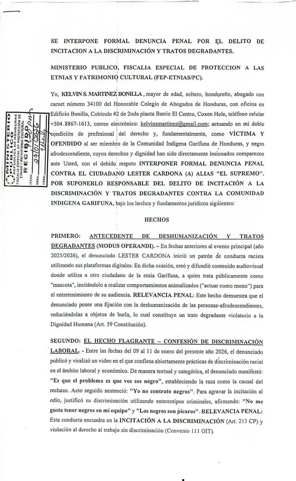 documentos del Ministerio publico 