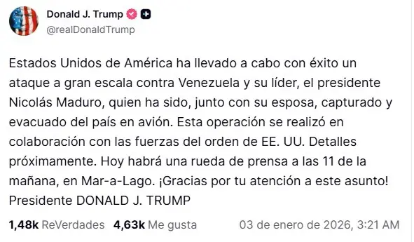 Comunicado de Donald Trump 