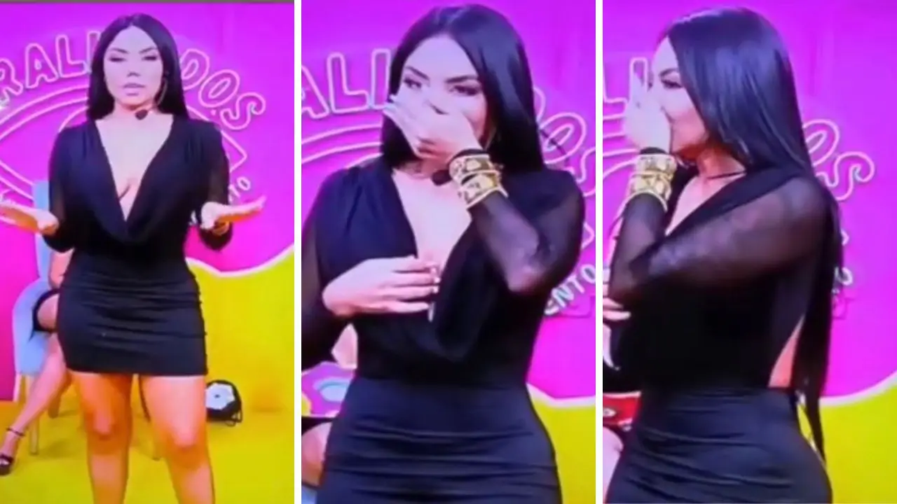 Presentadora de noticias sufre accidente en vivo con su vestido: ¿Enseñó de más?