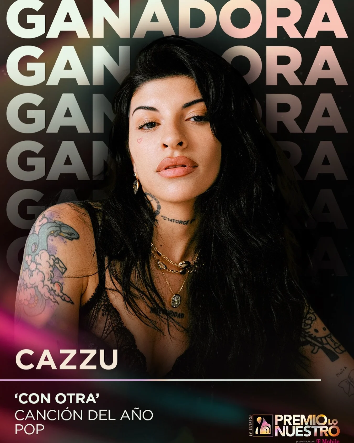 Con la canción 'Con Otra', Cazzu se quedó con su segundo premio de la jornada.