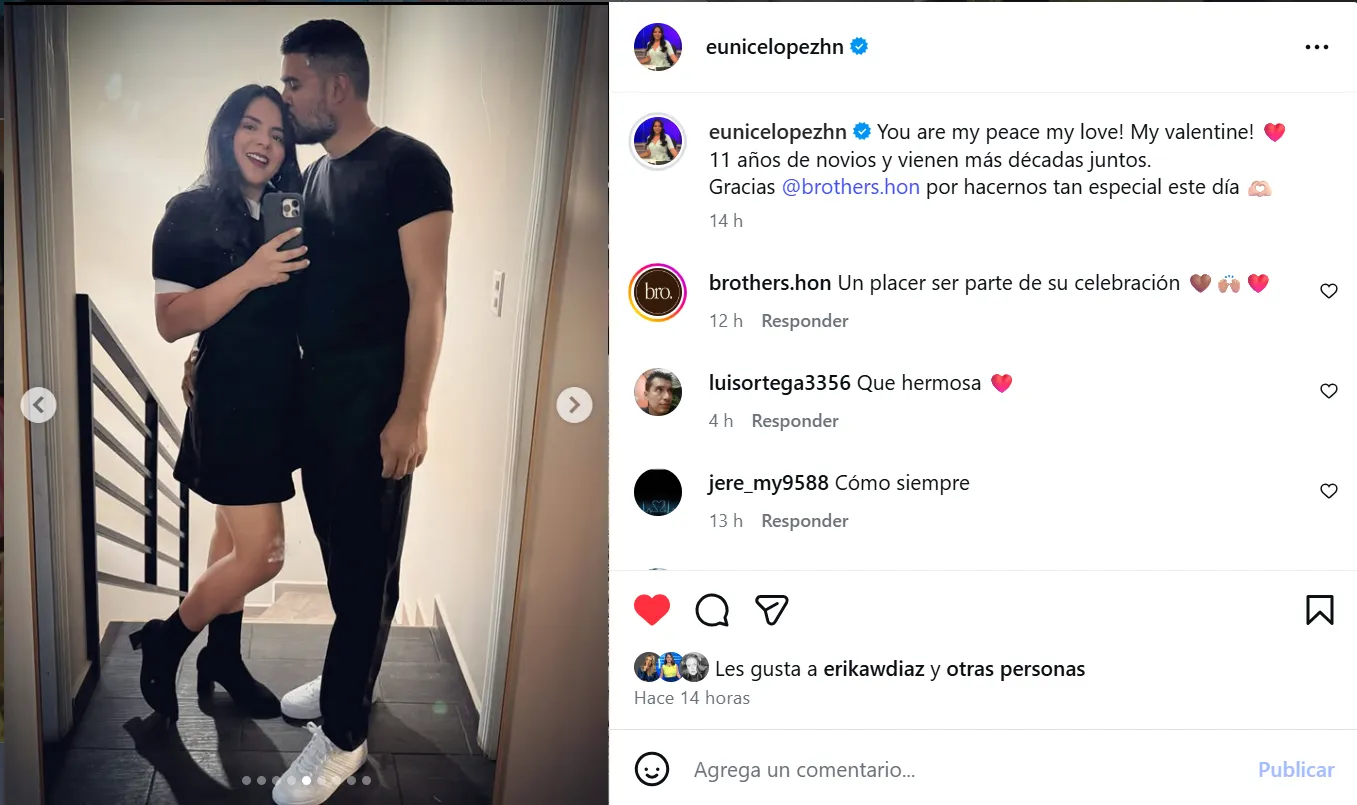 Eunice López junto a su esposo