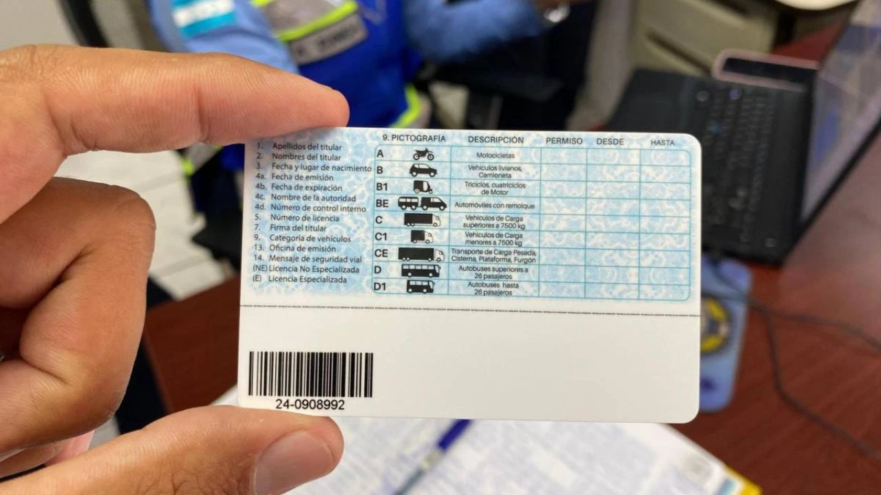 Una persona sosteniendo en su mano una licencia de conducir. Foto: cortesía de la DNVT 