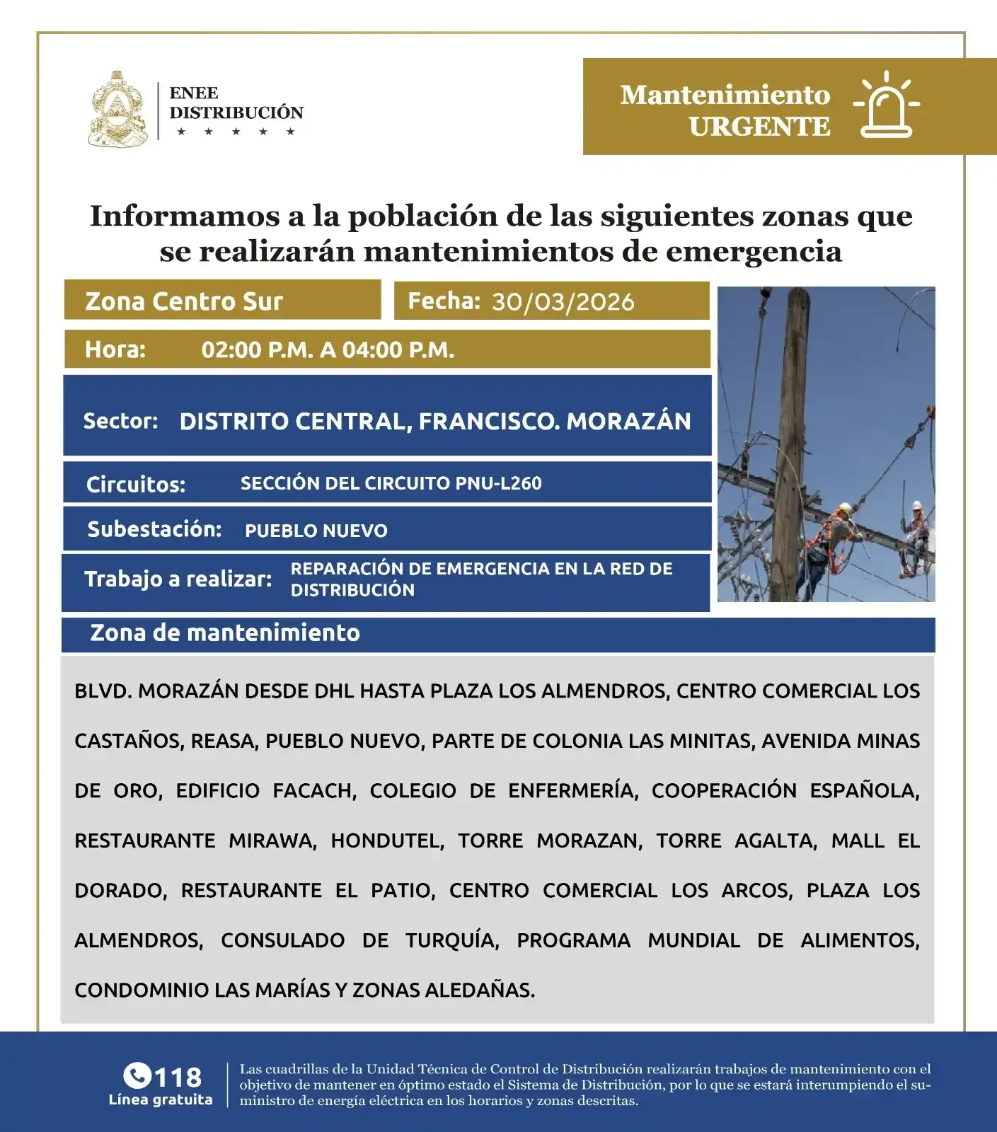 Lugares que se quedarán sin energía eléctrica 