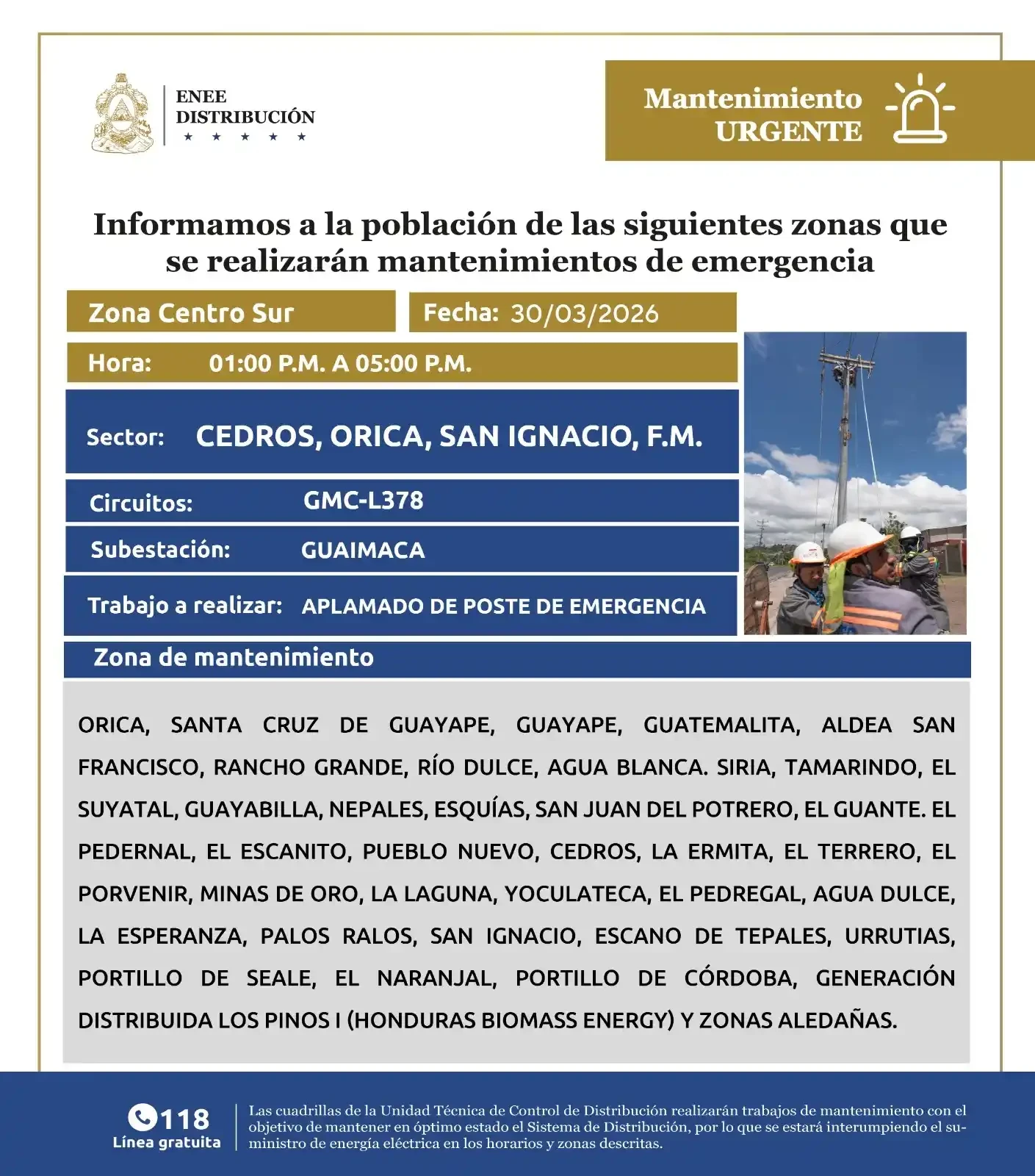 Lugares que se quedarán sin energía eléctrica 