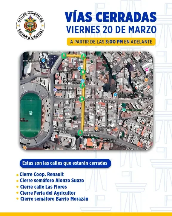 comunicado de vias cerradas