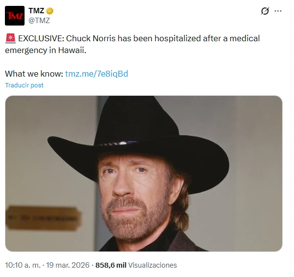 El actor habría recibido atención médica tras sufrir un supuesto incidente en Hawái, según informó el medio estadounidense TMZ. Foto: captura de pantalla 