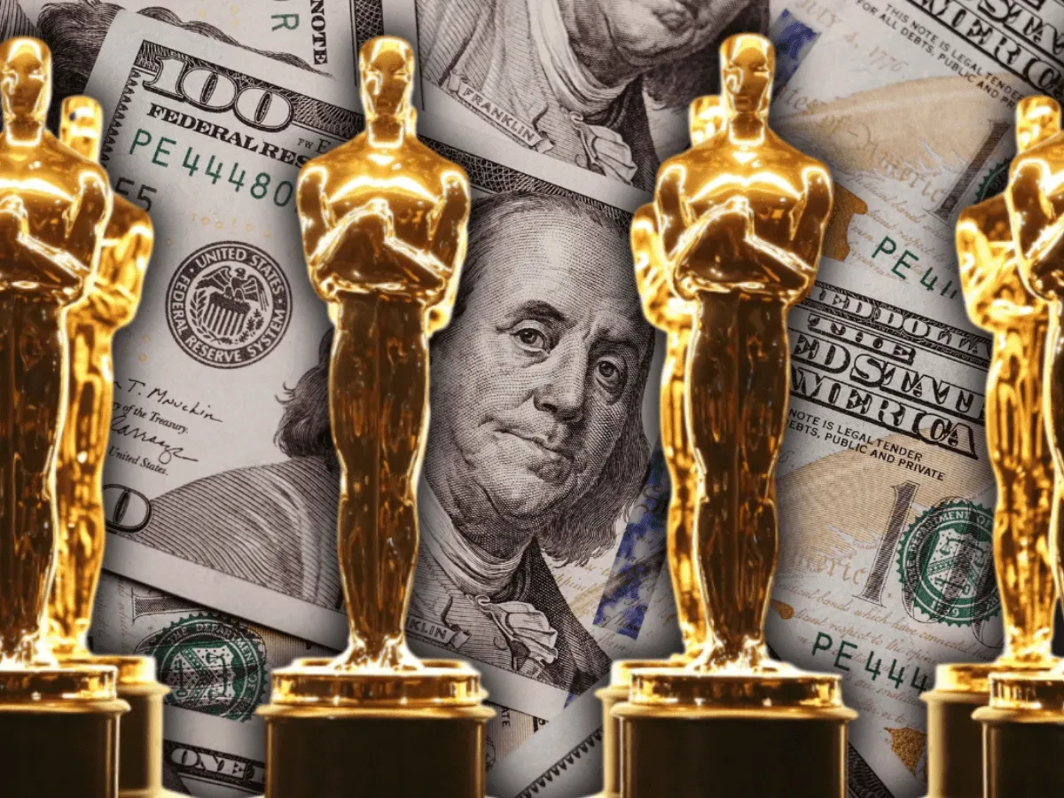 Imágenes de estatuillas del Premio Oscar y de fondo billetes de dólares. Foto: cortesía de Internet 