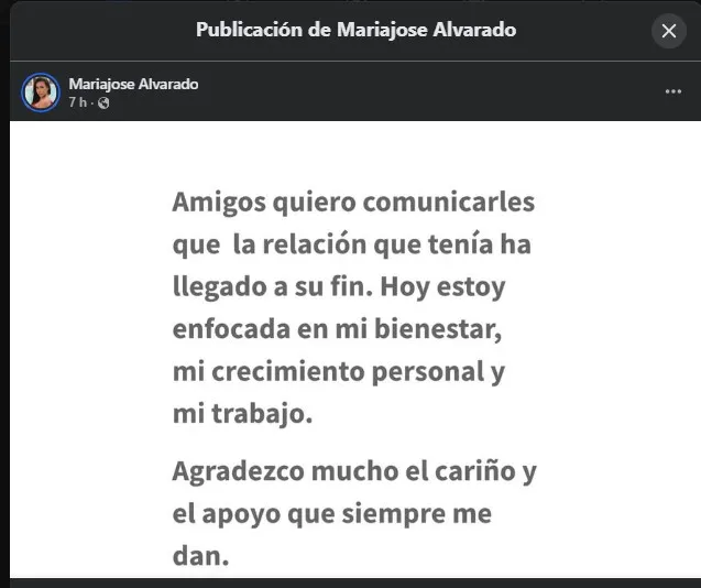 Comunicado Facebook, Mache Alvarado 