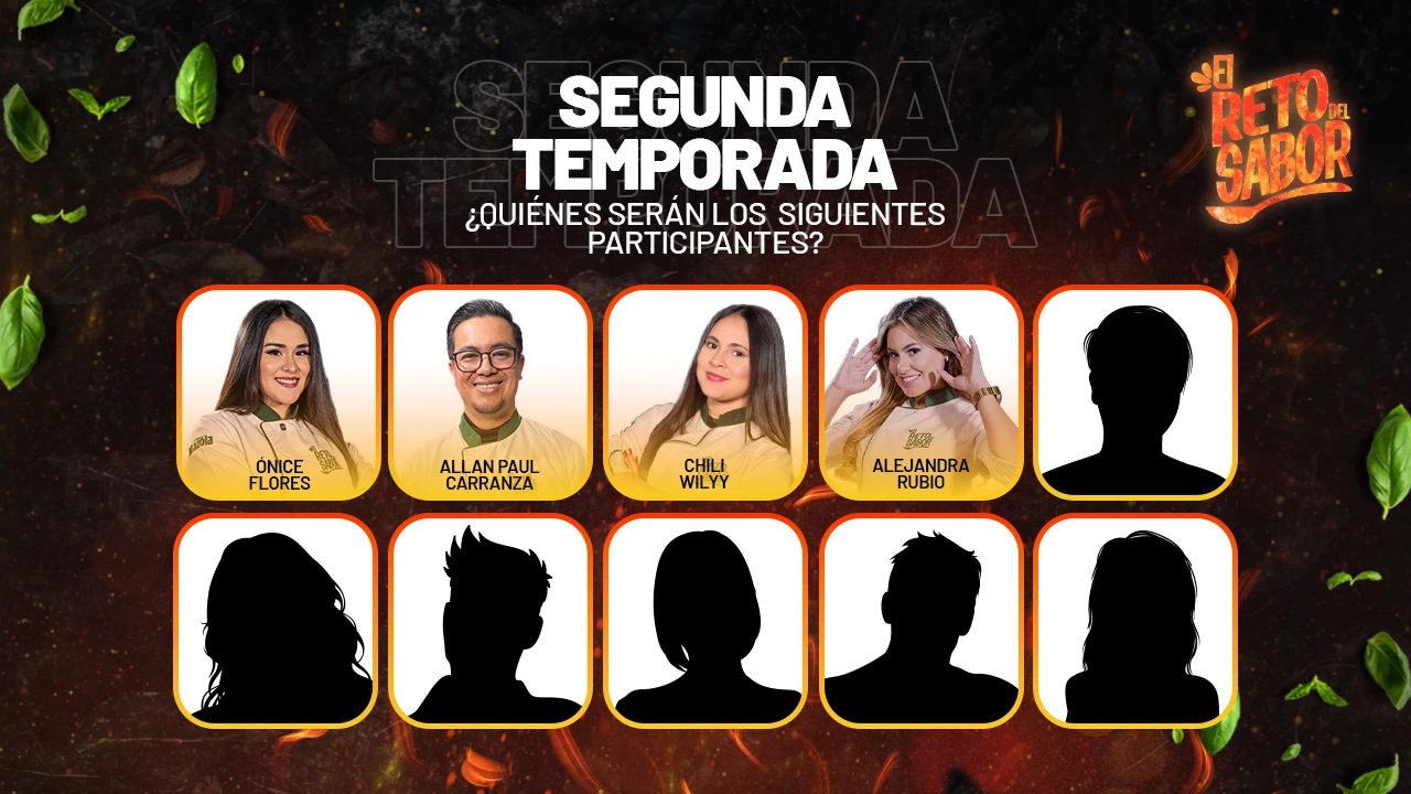 Arte con los cuatro participantes confirmados hasta el momento para la segunda temporada de 'El Reto del Sabor'. Foto: TVC 