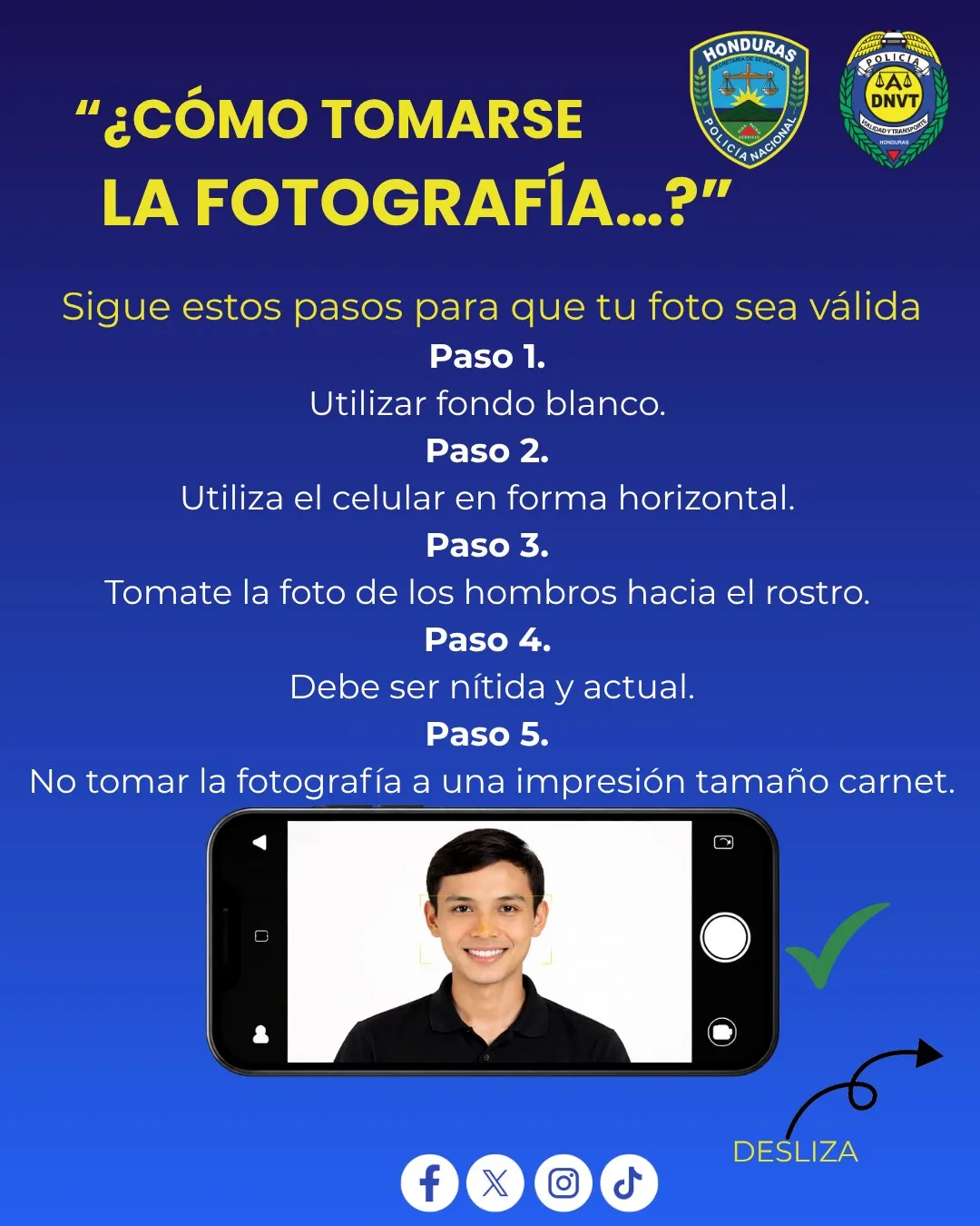 Pasos a seguir para tomar la fotografía