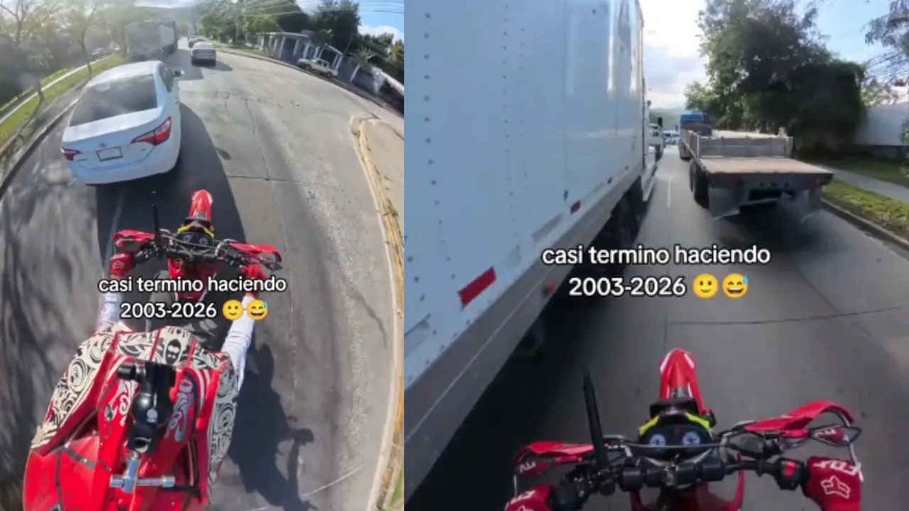 Video: joven motociclista se salva por segundos de sufrir accidente