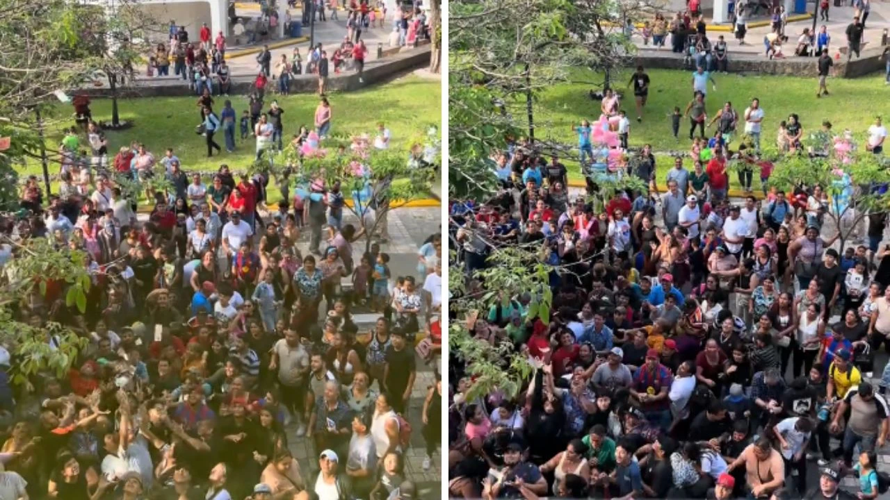 Tiktoker desata caos con 'Lluvia de dinero' en Parque Central de San Pedro Sula