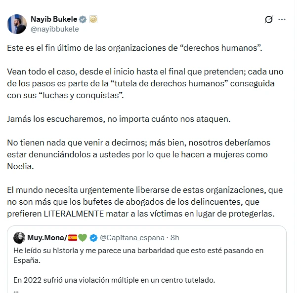 Captura de pantalla de publicación en X de la cuenta del presidente de El Salvador, Nayib Bukele. Foto: tomada de X