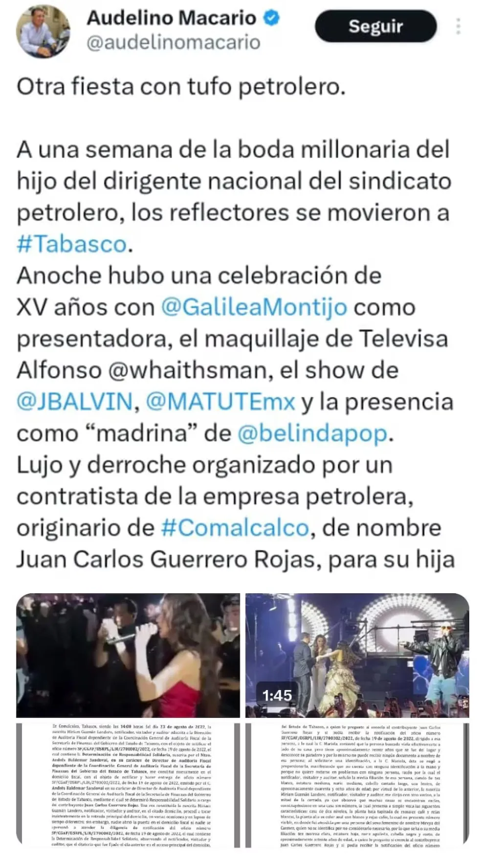 Declaraciones de Audelino Macario