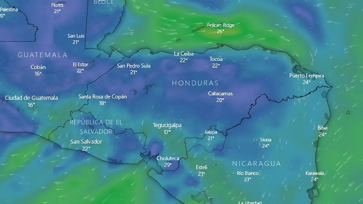 Ma de Honduras con afluencia de frente frio
