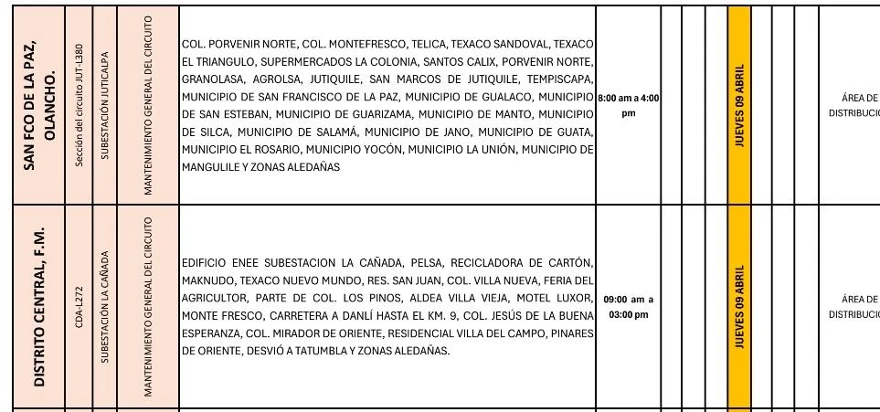 Lugares que se quedarán sin energía eléctrica 