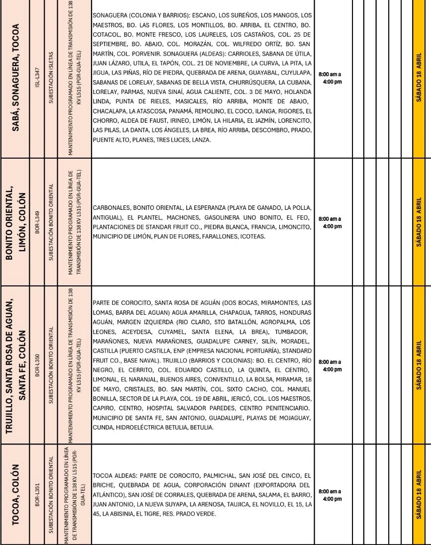Lugares que se quedarán sin energía eléctrica 