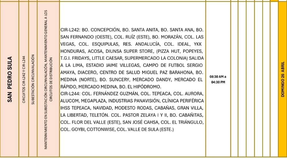Lugares que se quedarán sin energía eléctrica 