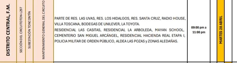 Lugares que se quedarán sin energía eléctrica 