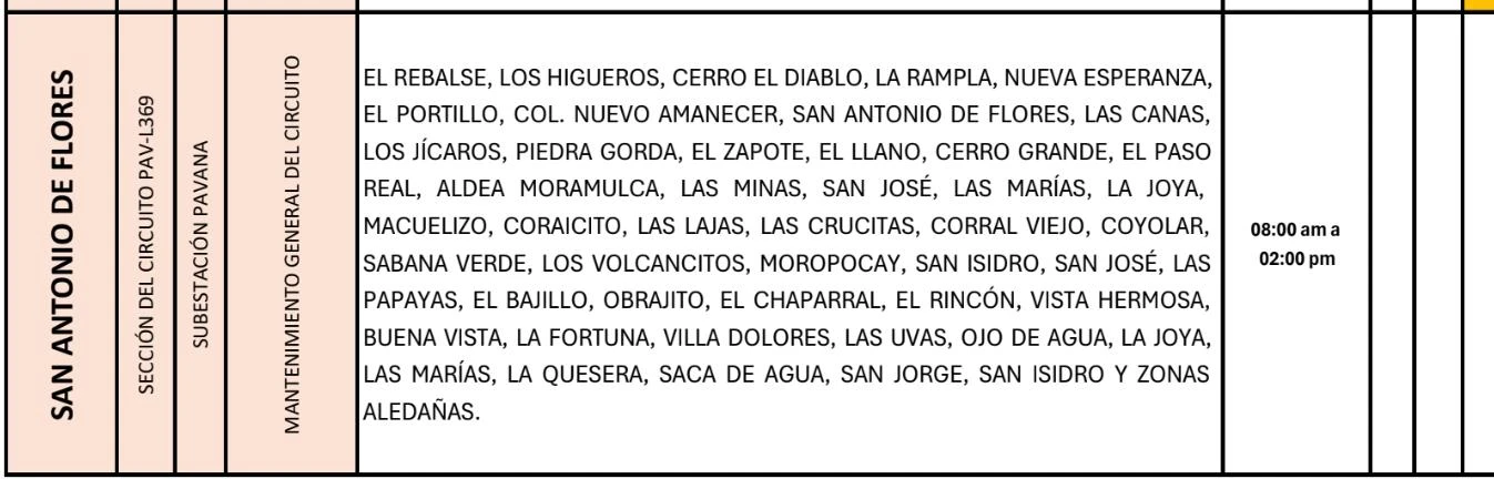 Lugares que se quedarán sin energía eléctrica