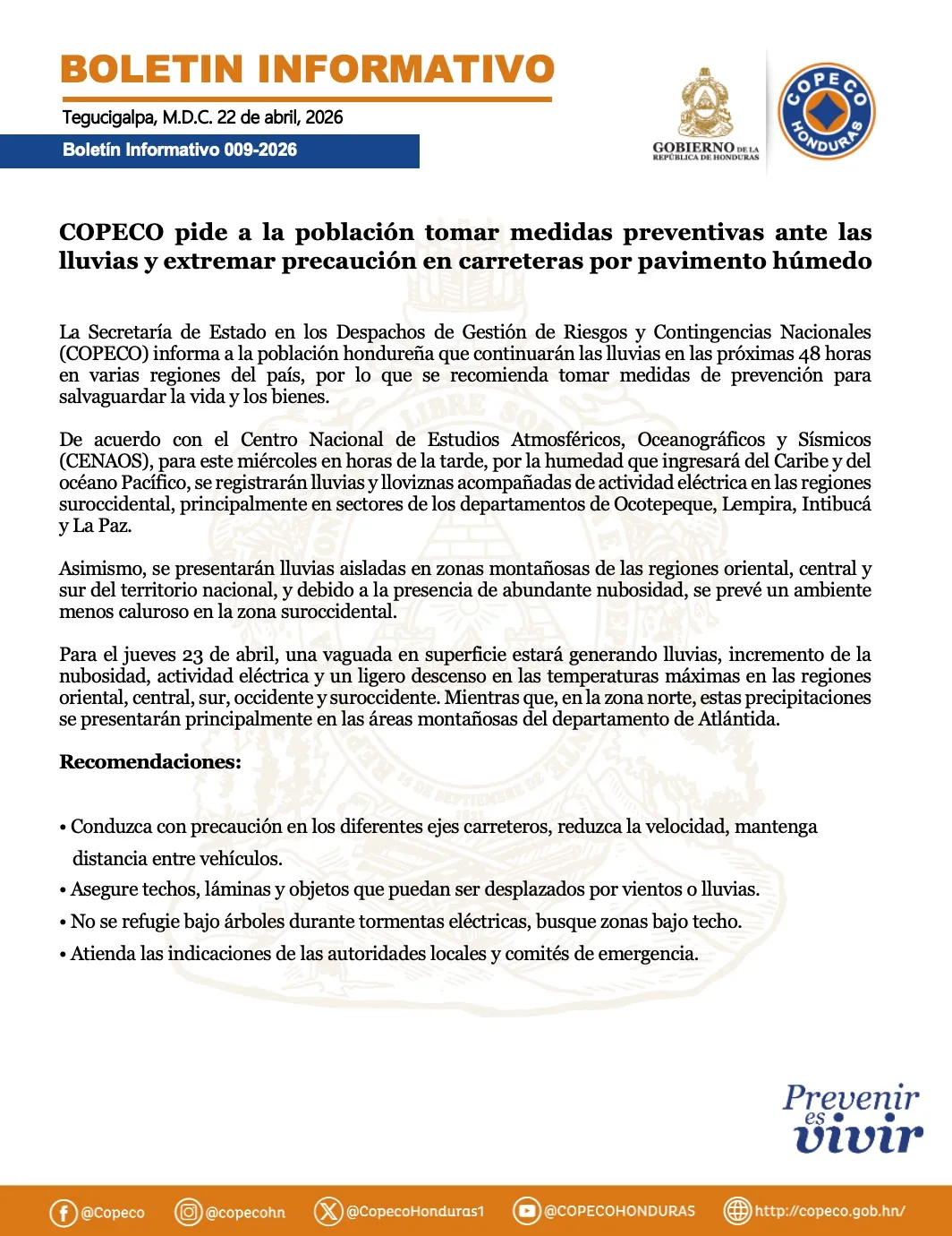 Comunicado copeco