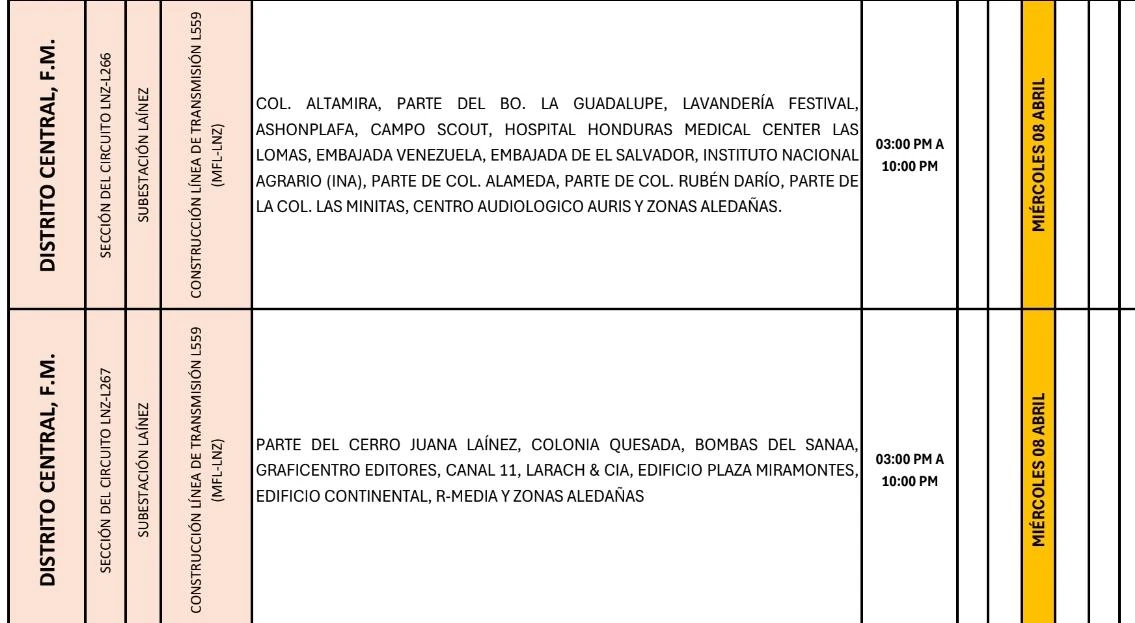 Lugares que se quedarán sin energía eléctrica 