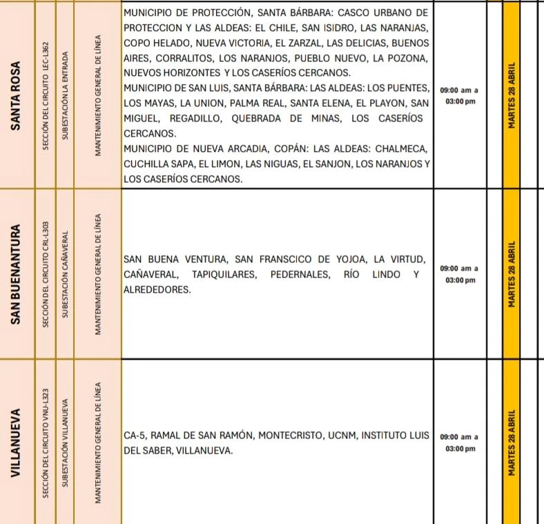 Lugares que se quedarán sin energía eléctrica 