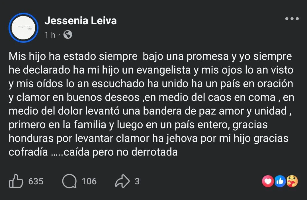 mensaje de la mamá de tiktoker afectado en accidente en salida de la Kennedy Tegucigalpa 