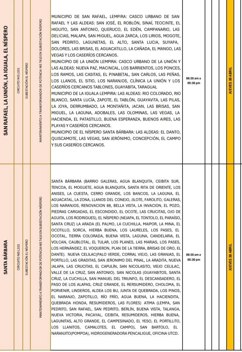 Lugares que se quedarán sin energía eléctrica 